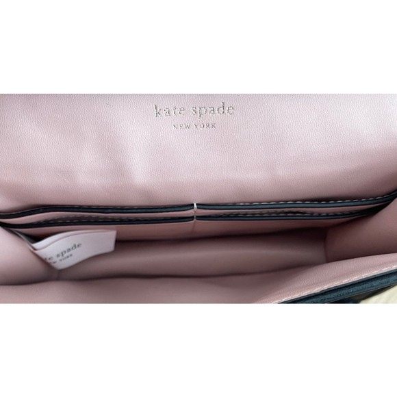 Kate Spade Convertible Flap Crossbody Black Gold Neve Medium Chain Purse Bag - Picture 9 of 11